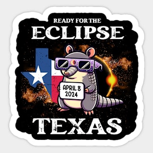 Texas Solar Eclipse 2024 April 8 Funny Armadillo for Kids Sticker